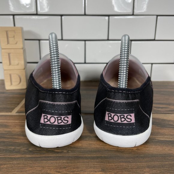 BOBS from Skechers Women's Size 7.5 Shoes Black Slip On Comfort Alpargata Flat - Picture 4 of 13